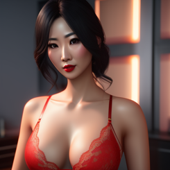 hot asia mother  wearing lingerie  unreal engine  highly detailed 