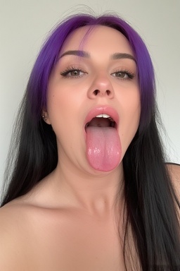 Purple Naughty Nude Photo of a Woman with a Tongue Out of Her Mouth