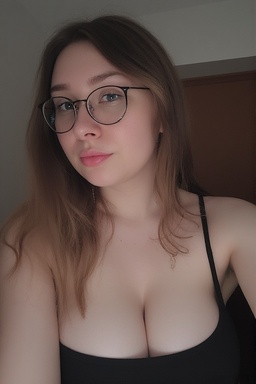 a girl with glasses and a black strap over her shoulder
