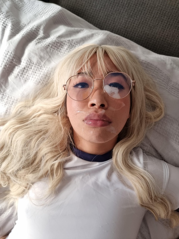 having deep thoughts about if I should lick the cum off my glasses...