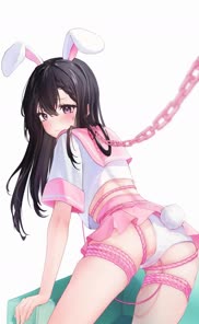 The leash is necesary? The bunny ears and the tail are enought humiliating, and the very small skirt leave exposed my provate parts