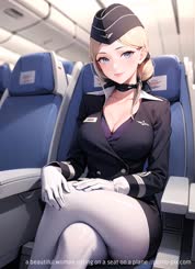 a beautiful woman sitting on a seat on a plane . 
