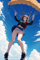 a woman flying through the air with a parachute . 