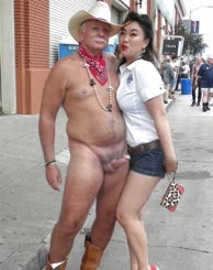 Naked Cowboy and Busty Brunette: A Wild and Steamy Encounter on the Street