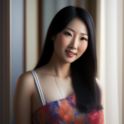 inviting asian woman  photorealistic 