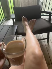 Relaxing with my coffee outside