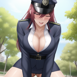naughty Woman pervert Sex in the park with the Police Office  ultra detailed 