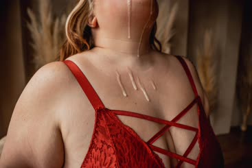 Lace up Red Bra with Crosses and a Little Bit of Milk