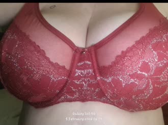 A woman's big bust and the bra she's wearing