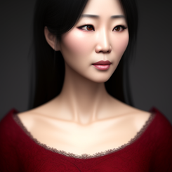 nervous asian woman  deviantart hyper realistic 