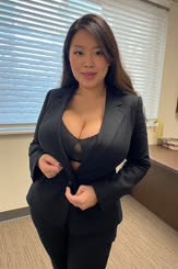Asian Beauty Boss Wearing Big Bra Under Business Card: Picture