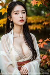 Autumn Beauty A Naked Asian Woman in a: Kimono