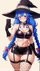 Blue-haired Witch Takes Selfie in: Lingerie