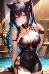 a beautiful woman in a black swimsuit standing in a pool