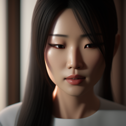 longing asian woman  unreal engine 