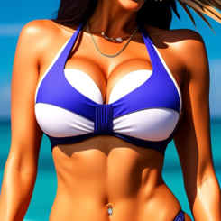 energetic milf wearing bikini  ultra detailed 