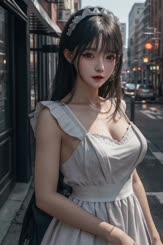 a beautiful young lady standing on a street