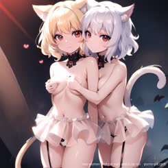 two women with cat ears and a cat tail . 