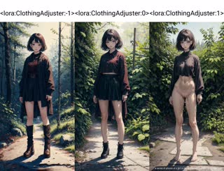 a series of photos of a girl in three different outfits . 