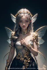 a beautiful woman wearing a fairy costume . 