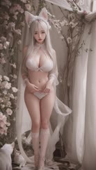 a woman in a white lingerie and veil 