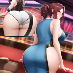 Attractive aunty  years old Jerking off big ass in the casino highly detailed 