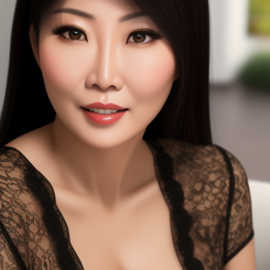 hot asian mother  photorealistic 