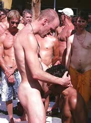 Naked Men in a Circle Jerking Each Other