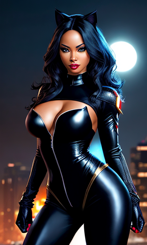 Sexy Black Cat Woman MARVEL DC HDR Highly detailed 