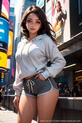 Sexy City Girl in Short: Shorts