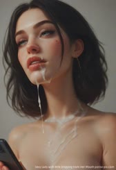 Sexy Lady with Milk Dripping from Her: Mouth