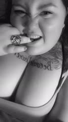 Awesome Selfie: Ring Finger Tattoo, Nose Piercings, and Words Printed on Breast