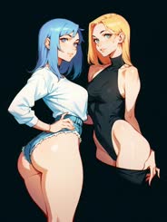 Two Anime Girls Showing Off Their: Butts