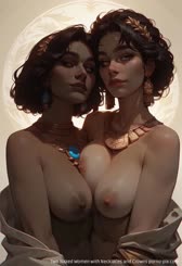 Two Naked Women with Necklaces and: Crowns