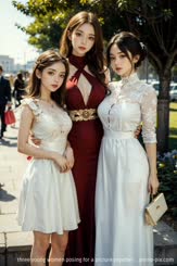 three young women posing for a picture together . 