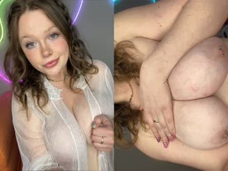 Naked Woman with Piercings and Large Breasts