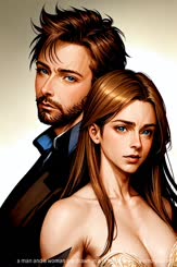 a man and a woman are drawn in a realistic style . 