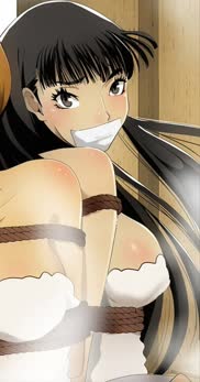 Yukiko Amagi squirming while being tied up and gagged by you