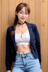 Glasses wearing beauty poses for a naughty photo