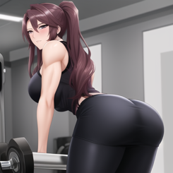 Beautiful wife  years old Solo sex big ass in the gym photorealistic 
