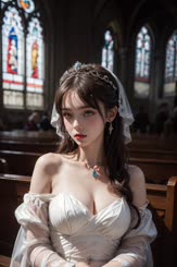 a beautiful young lady wearing a wedding dress