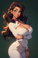 Sexy Cartoon Woman in White Suit