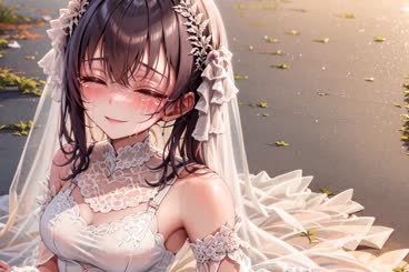 a beautiful anime girl in a white dress 