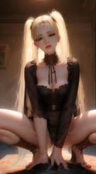 a woman in a black lingerie sitting in front of a veil