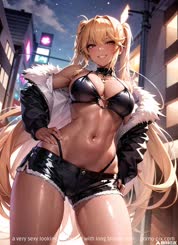 a very sexy looking anime girl with long blonde hair . 