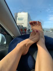 resting my feet during a long drive