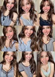 a collage of different photos of a woman 's face