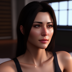 exhausted hot mature woman  years old face after good sex  unreal engine  highly detailed 