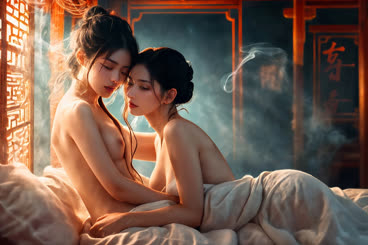Two Naked Women in Bed