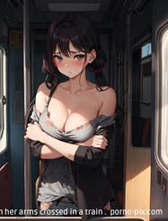 a woman with her arms crossed in a train . 